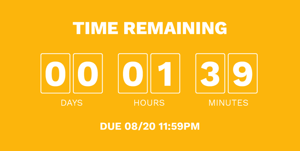 My Traffic School Deadline Is Today. Can I Still Complete Traffic School? Image show you have until 11:59pm on the due date