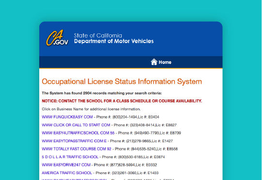 best online traffic school dmv license