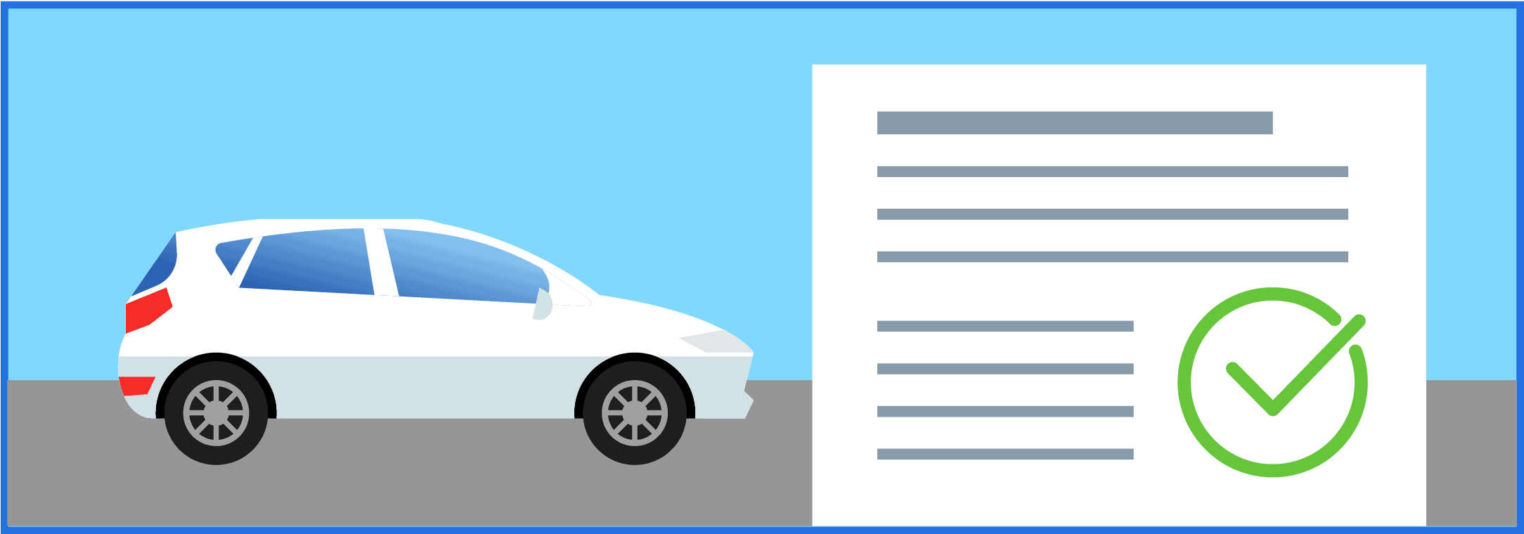Image shows a car with a certificate and a green check, implying a clean driving record