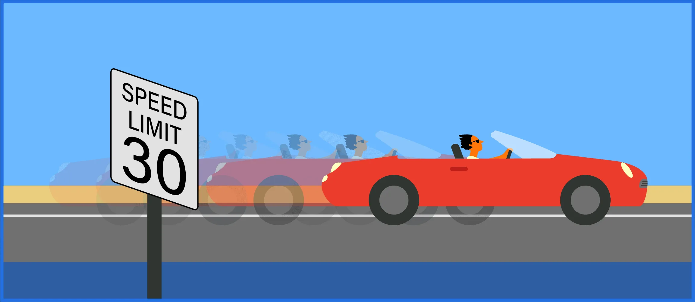 Image of convertible speeding on a roadway