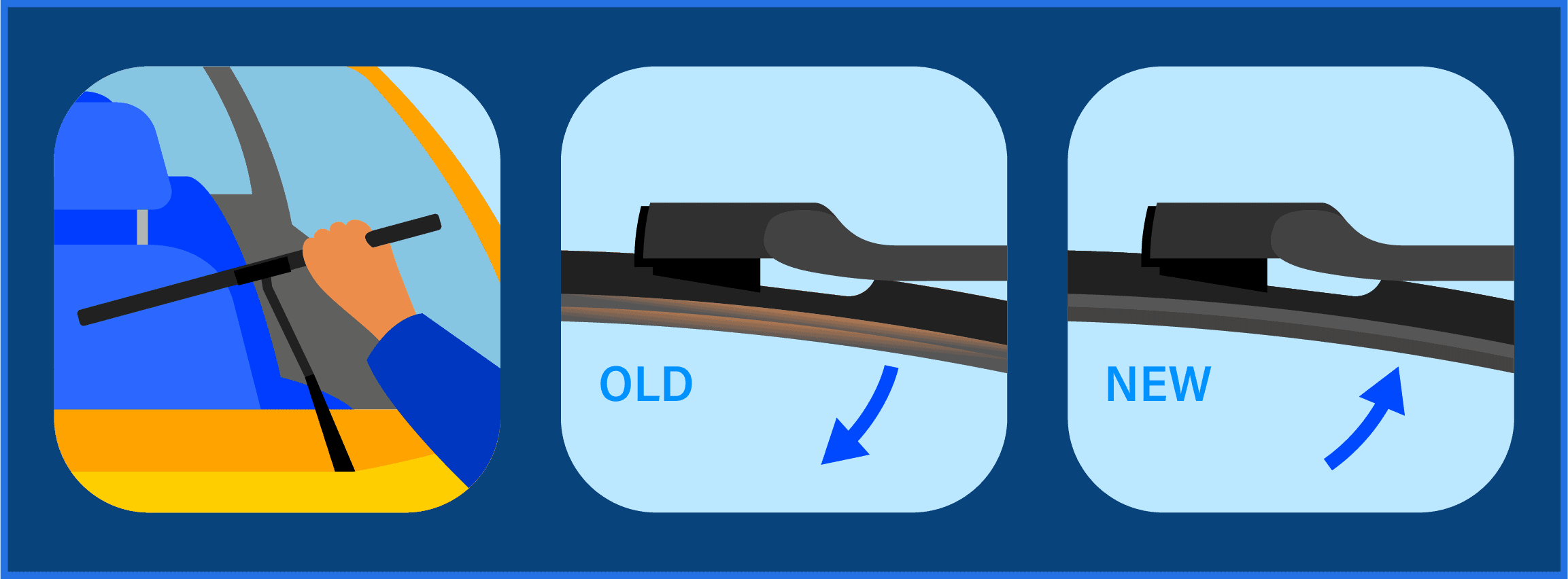 Image showing the removal of old and attachment of new windshield wipers