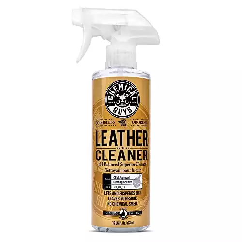 Chemical Guys Colorless & Odorless Leather Cleaner for Car Interiors (Works on Natural, Synthetic, Pleather, Faux Leather and More), 16 fl oz
