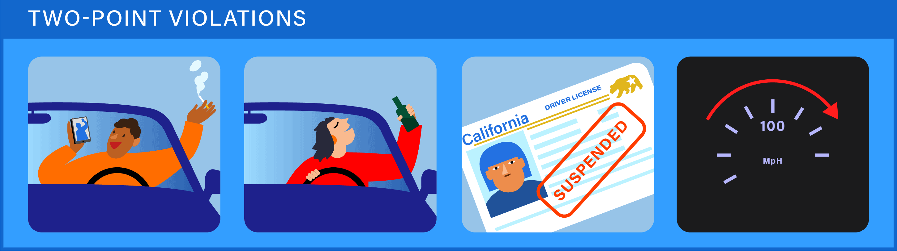 Examples of two-point DMV violations in California