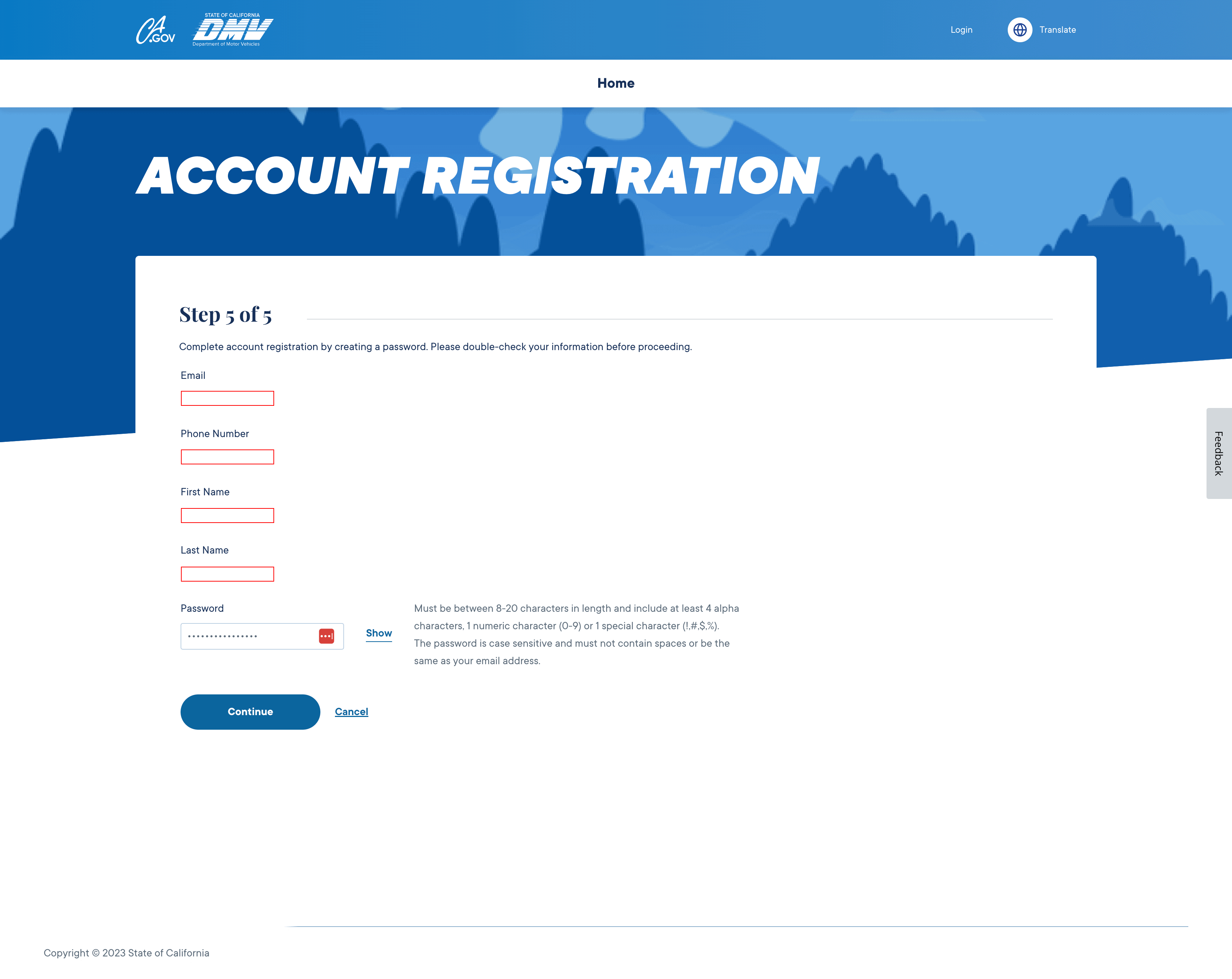 Complete your account registration by creating a password.