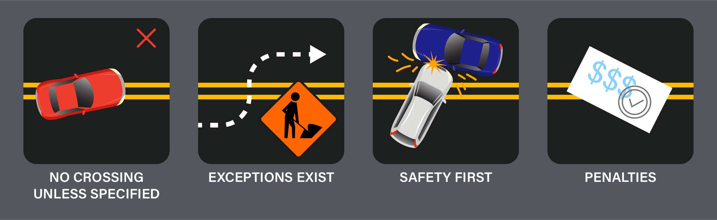 when can you cross double yellow lines
