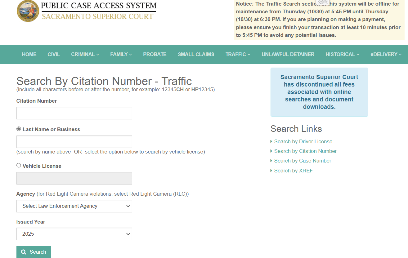 Sacremento Public Case Access System