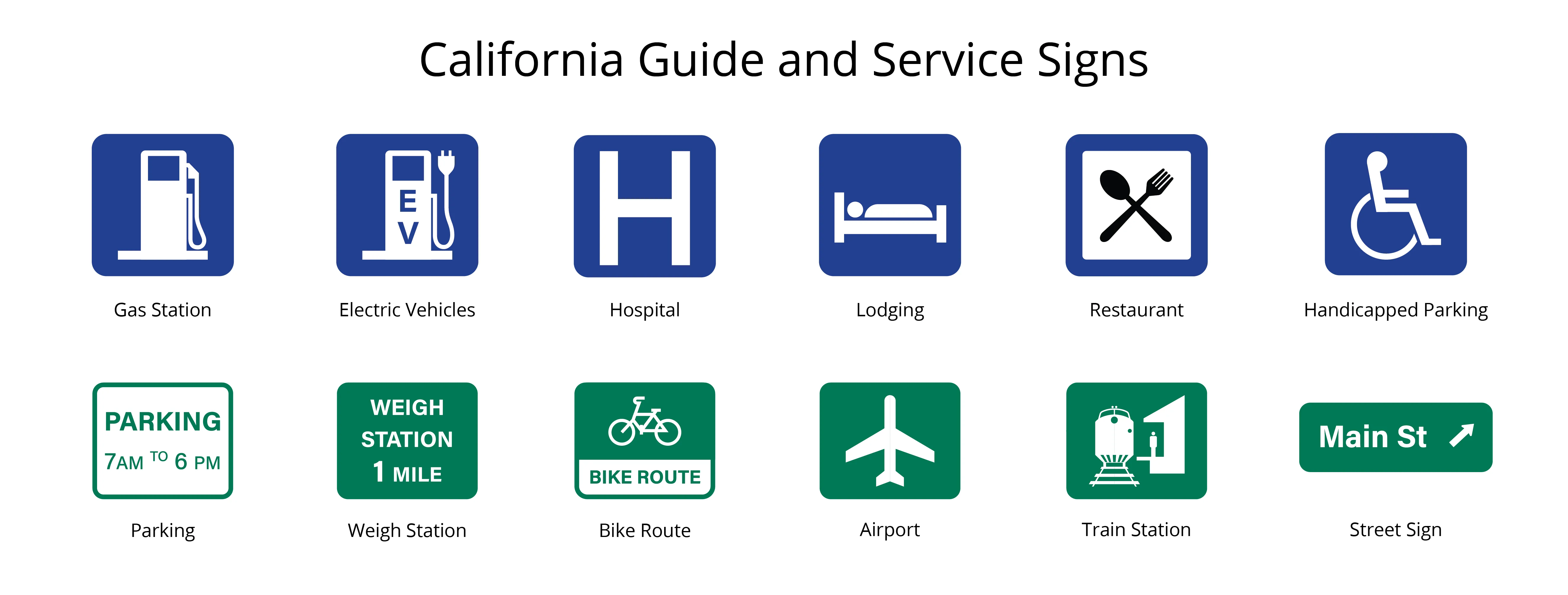 California Guide and Service Signs